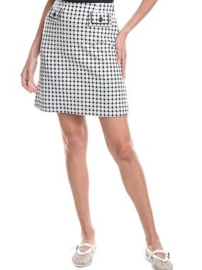 CAbi Teatime Skirt #6570 Black White Geometric Mini Skirt Size 10